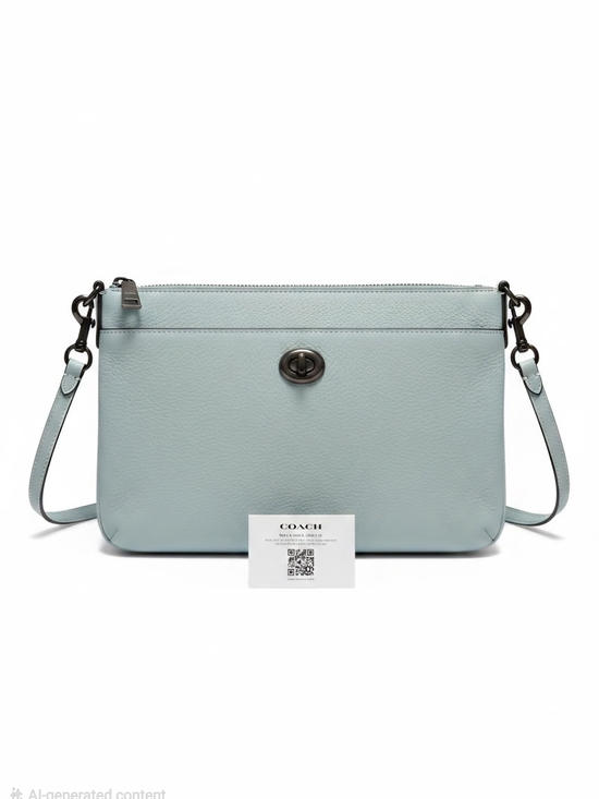 Coach Handbags - Coach Pebble Leather Crossbody Bag in Light Blue